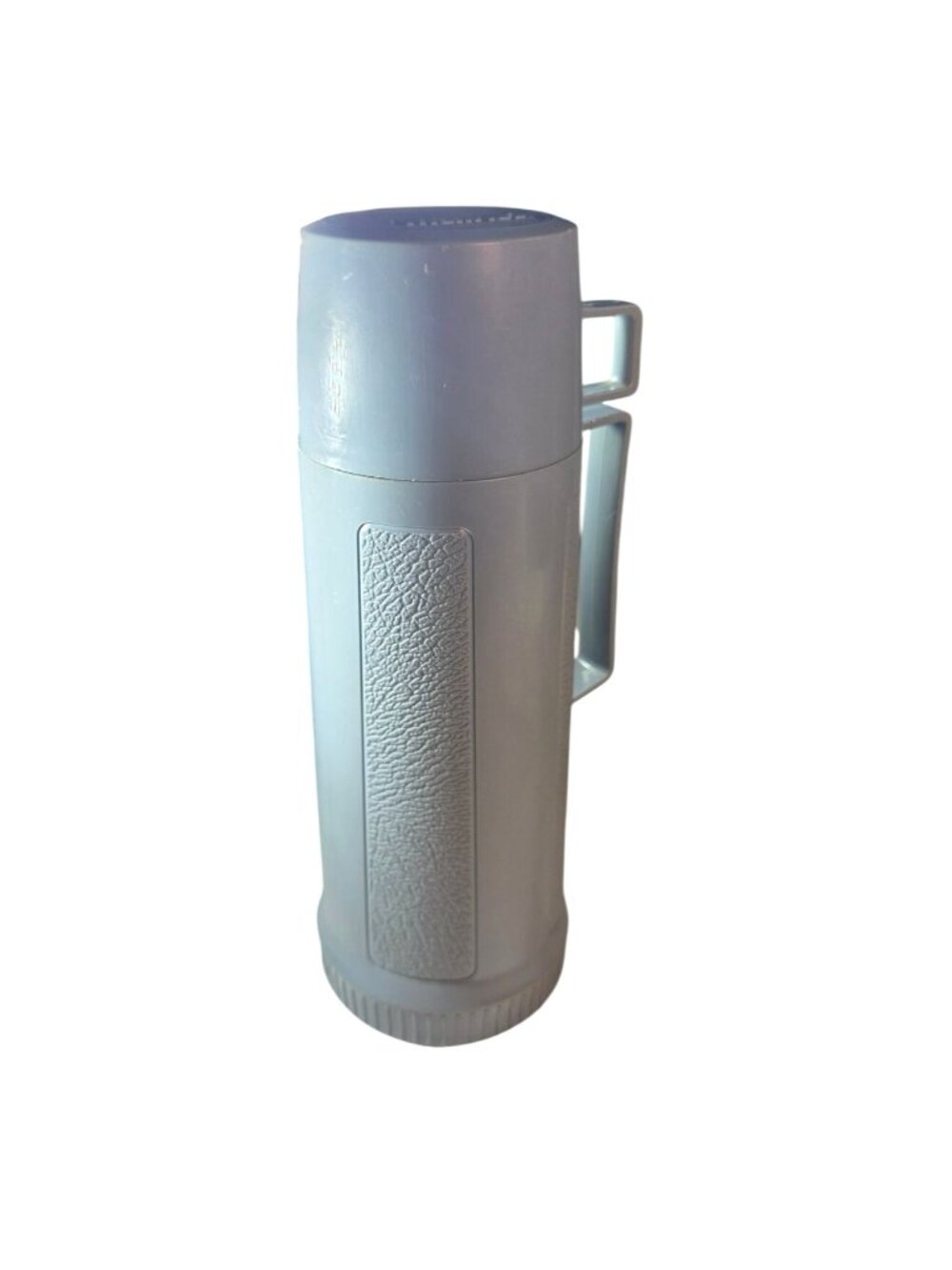 Vtg Thermos blue 22F Vacuum Insulated Bottle Camping Travel Cup Lid